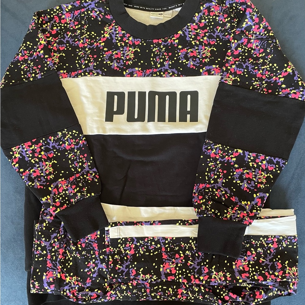 Puma Black Pajama Set with Vibrant Speckle Design
